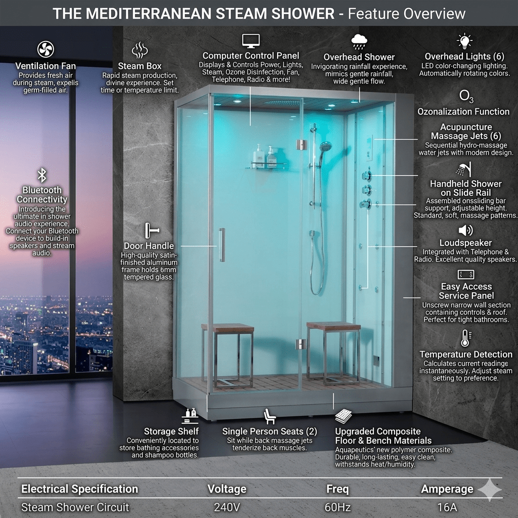 Mediterranean Luxury Steam Shower - Aquapeutics LLC