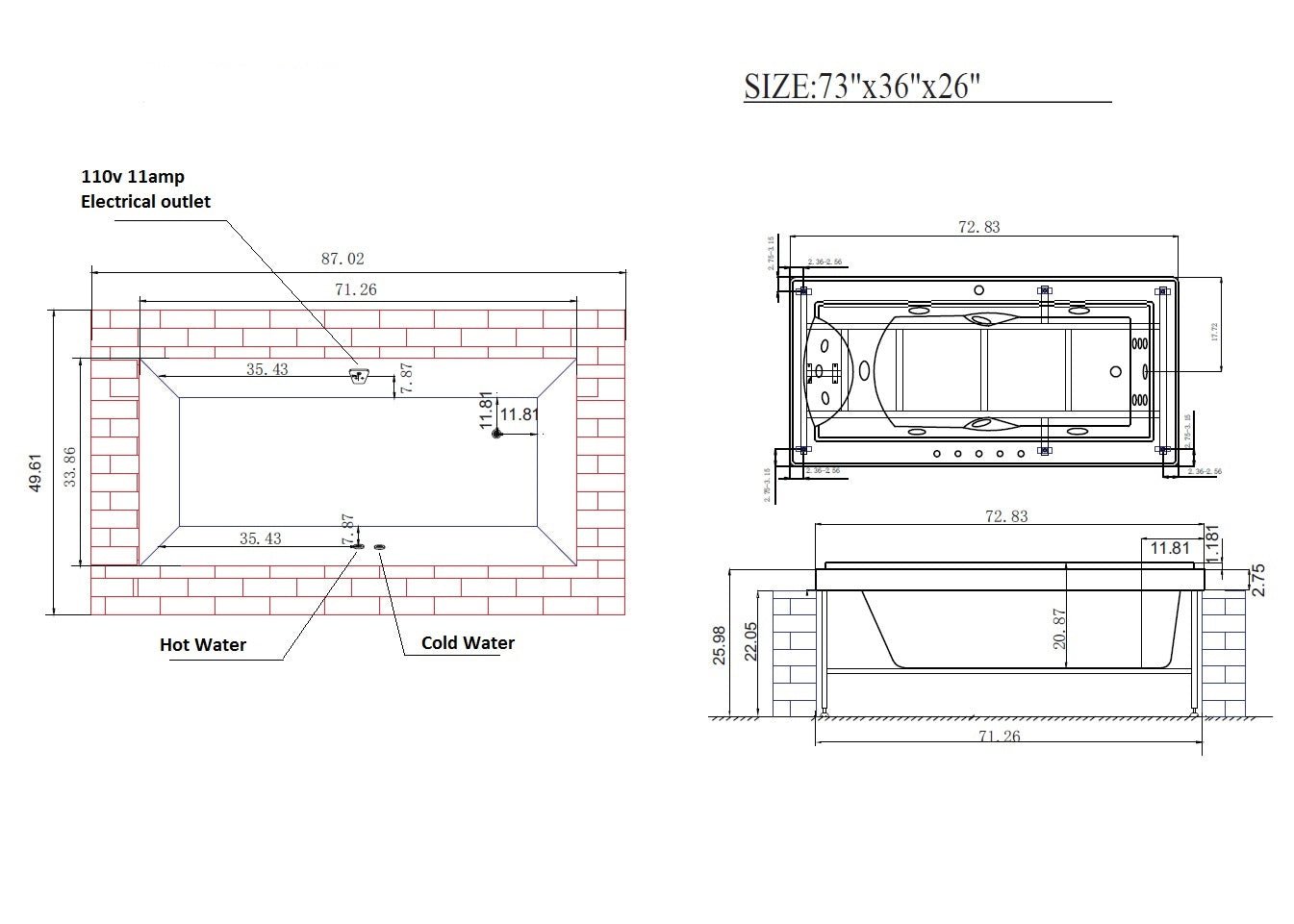 Santa Barbara Luxury Massage Bathtub