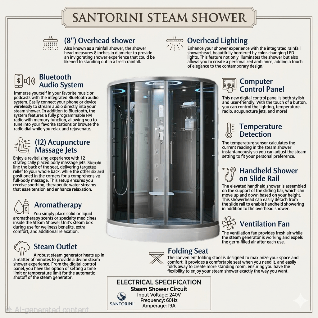 Santorini Luxury Steam Shower - Aquapeutics LLC