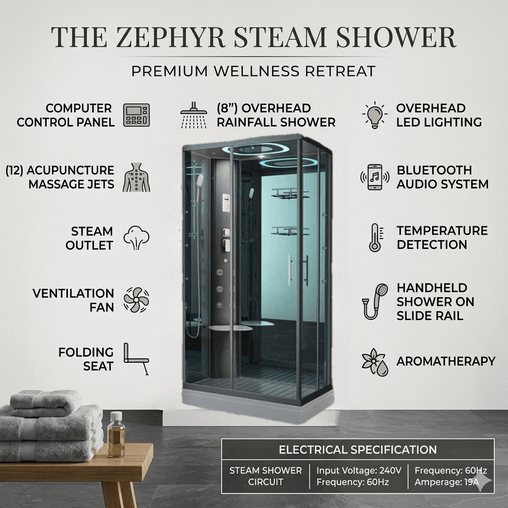 Zephyr Luxury Steam Shower - Aquapeutics LLC