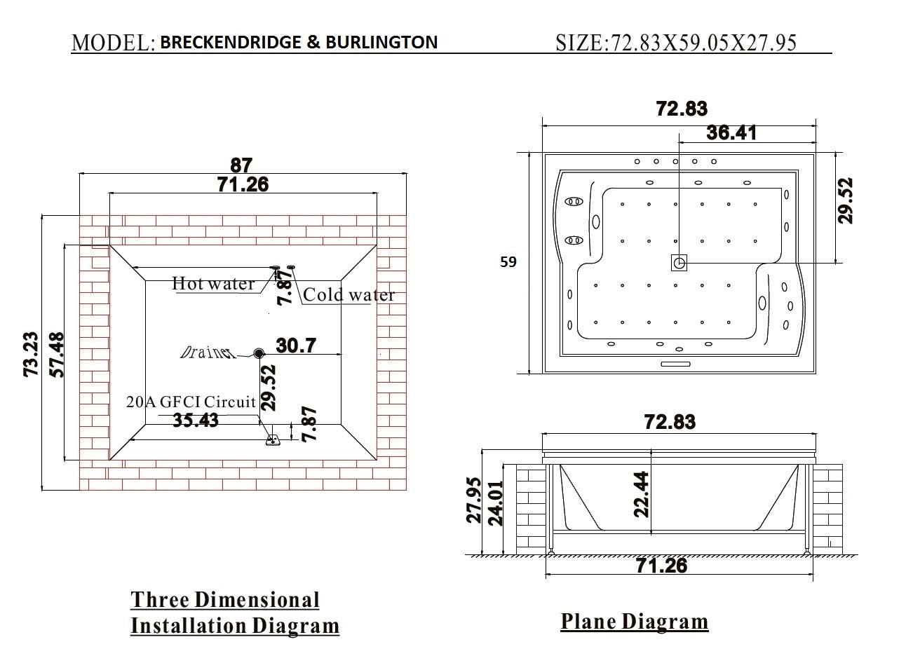 Breckenridge Luxury Whirlpool Tub