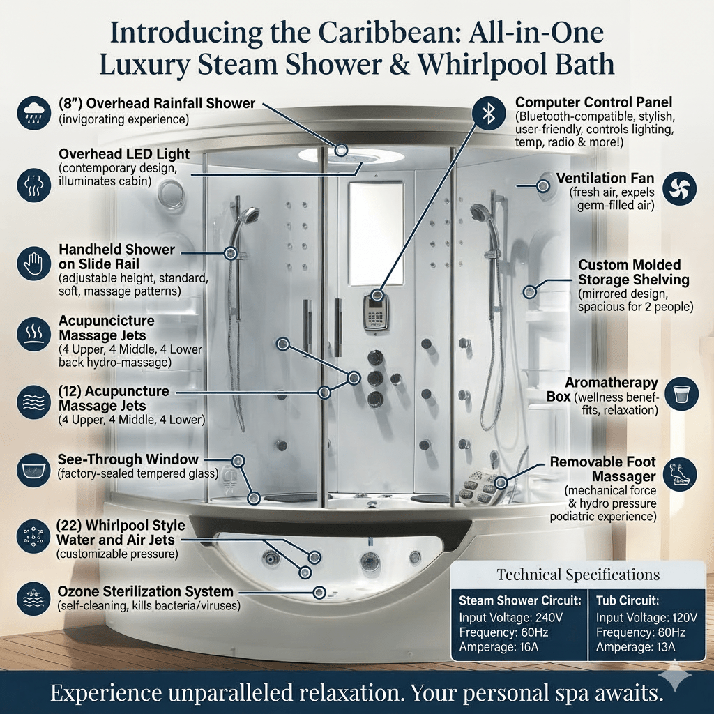 Caribbean Luxury Steam Shower - Aquapeutics LLC